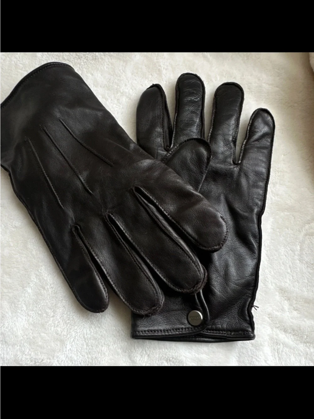 VTG 90s COACH Brown Leather & Cashmere Gloves XL